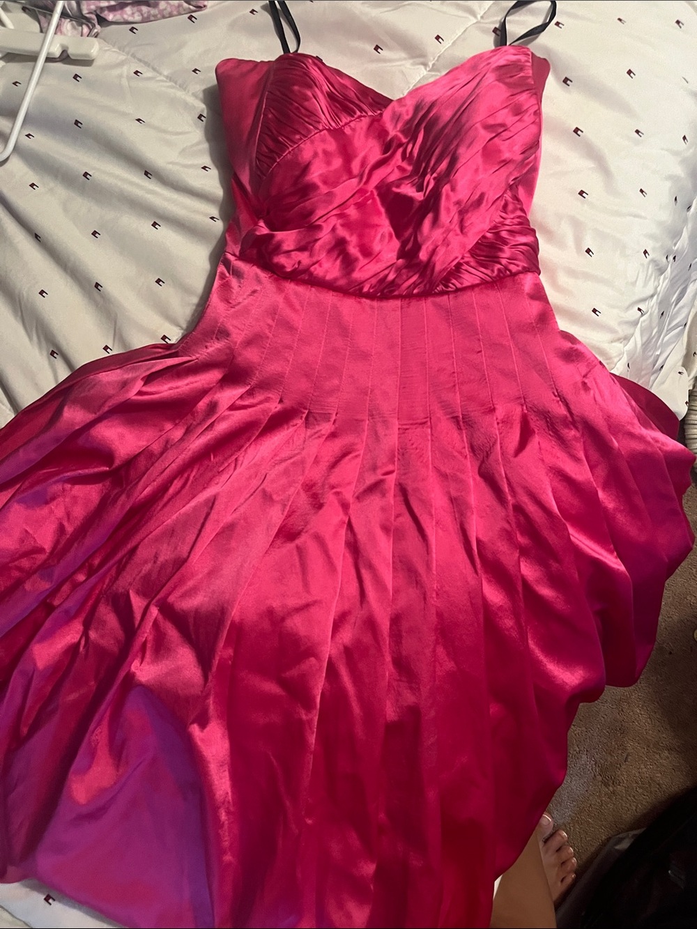 Betsey Johnson Hot Pink Satin Fit-and-Flare Dress